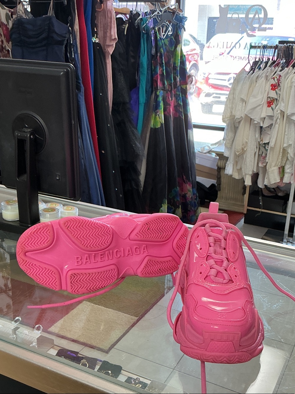 Balenciaga Hot Pink Patent Triple S Sneakers